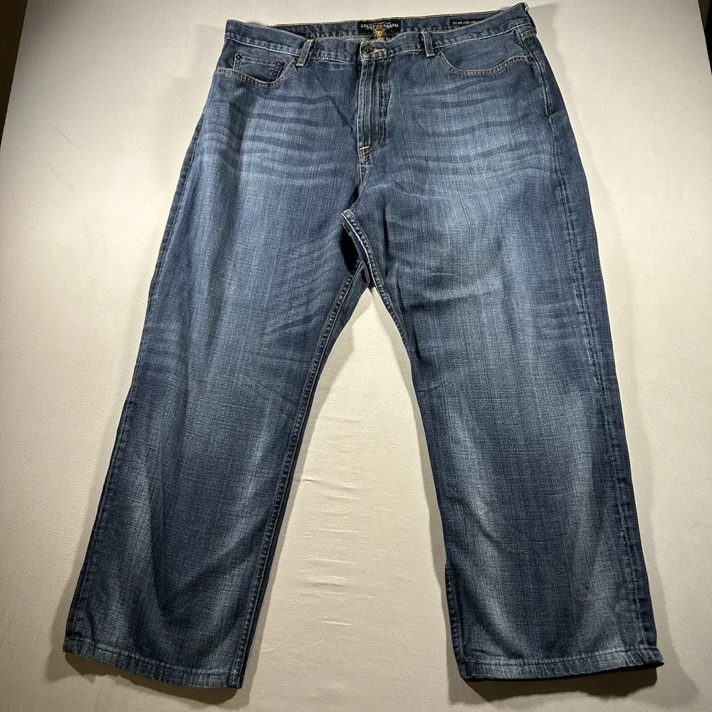 Lucky Brand 181 Relaxed Straight Jeans Mens 42x30 Premium Denim Wash